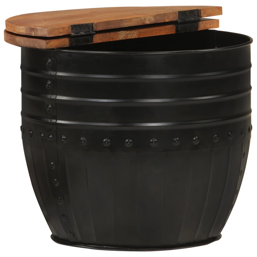 Table basse noir 50x39,5 cm bois de récupération massif - XIOS