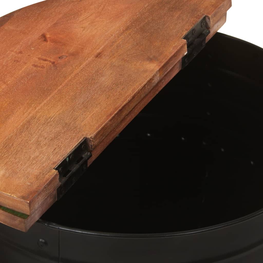 Table basse noir 50x39,5 cm bois de récupération massif - XIOS