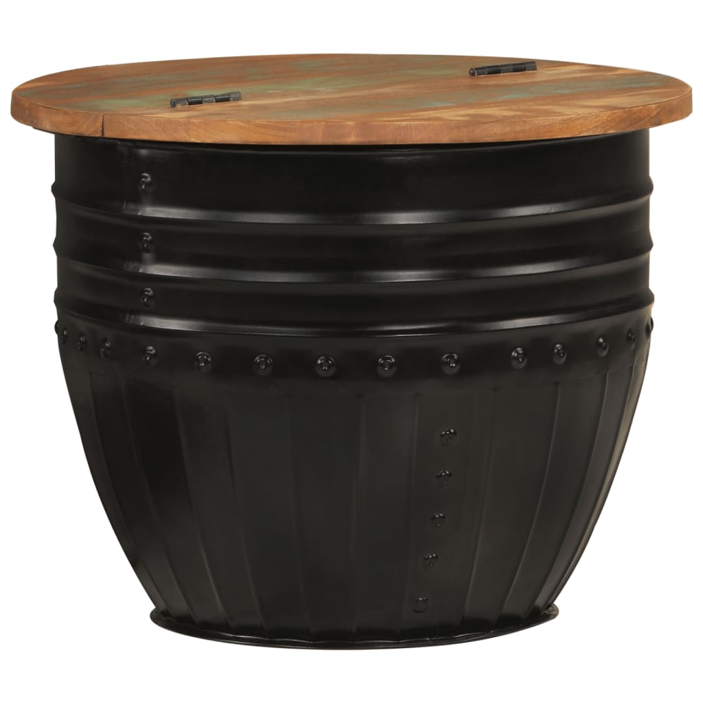 Table basse noir 50x39,5 cm bois de récupération massif - XIOS