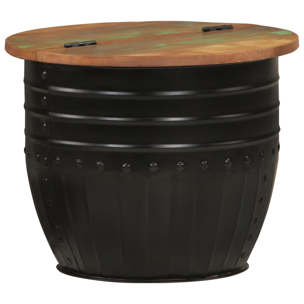 Table basse noir 50x39,5 cm bois de récupération massif - XIOS