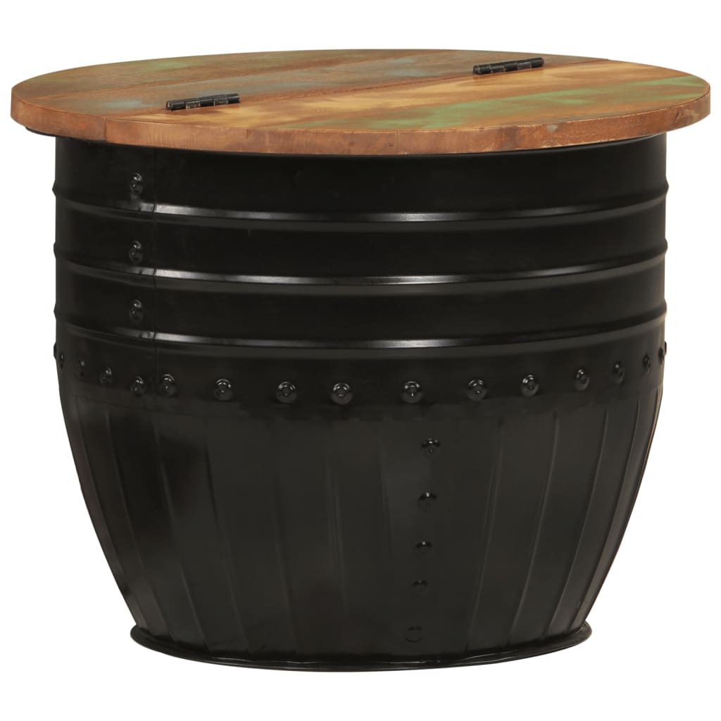 Table basse noir 50x39,5 cm bois de récupération massif - XIOS