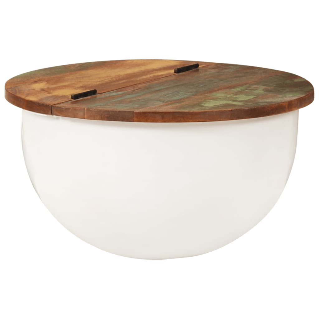 Table basse blanc 50x27 cm bois de récupération massif - XIOS