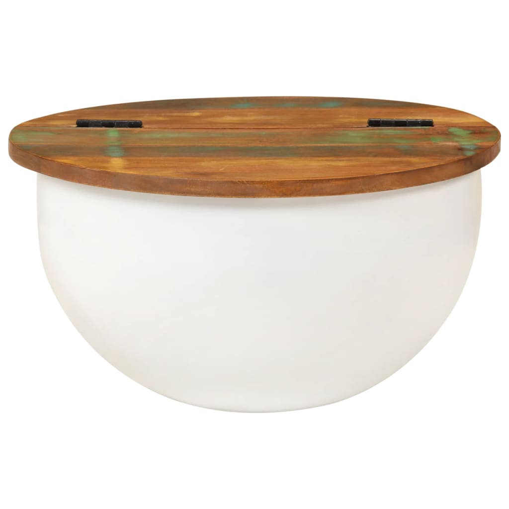 Table basse blanc 50x27 cm bois de récupération massif - XIOS