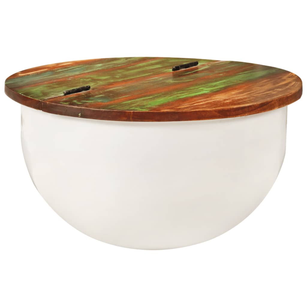 Table basse blanc 50x27 cm bois de récupération massif - XIOS