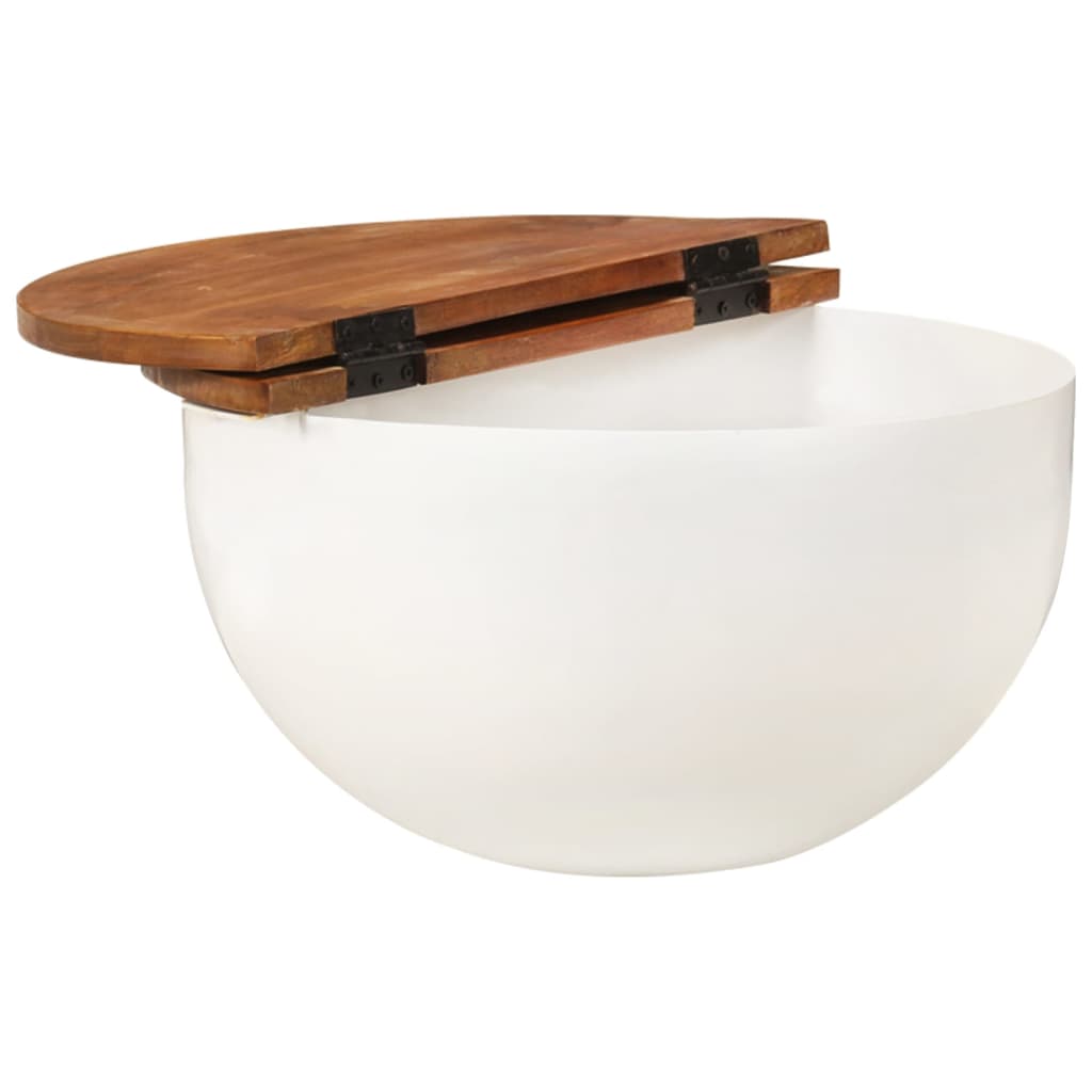 Table basse blanc 50x27 cm bois de récupération massif - XIOS
