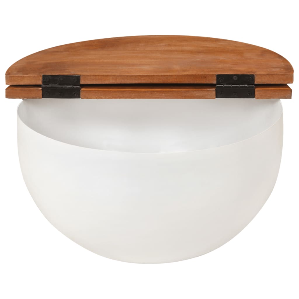 Table basse blanc 50x27 cm bois de récupération massif - XIOS