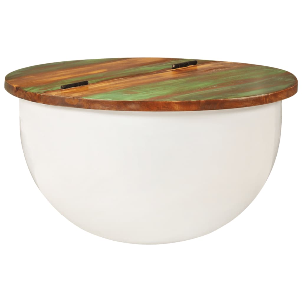 Table basse blanc 50x27 cm bois de récupération massif - XIOS