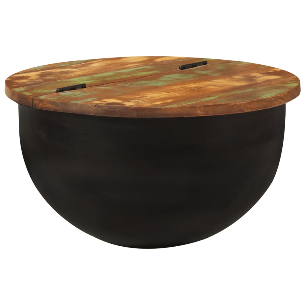 Table basse noir 50x27 cm bois de récupération massif - XIOS