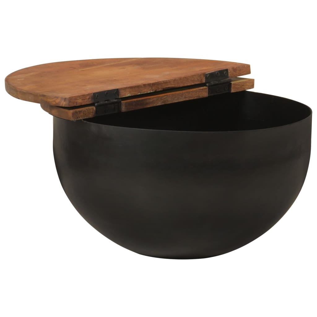Table basse noir 50x27 cm bois de récupération massif - XIOS