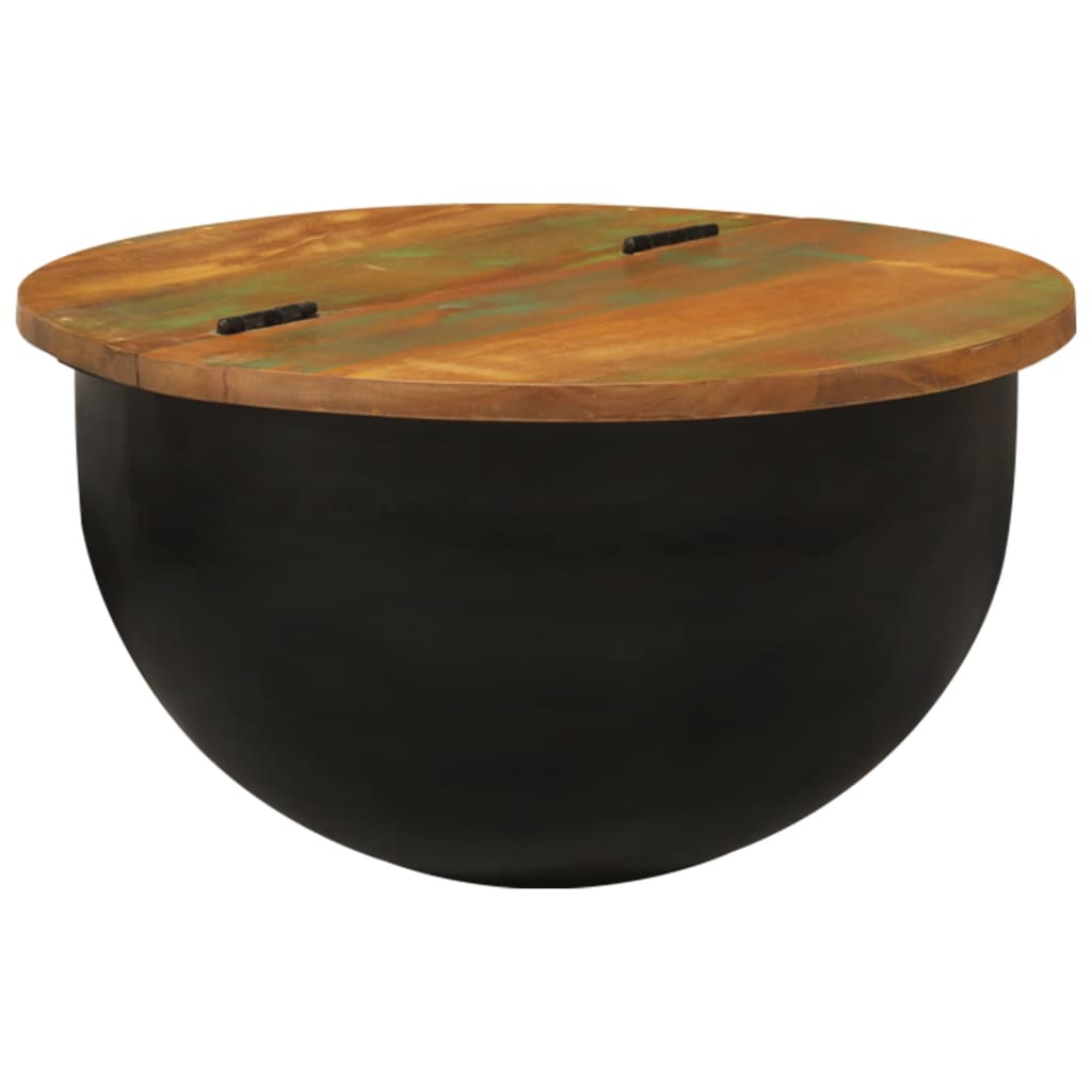 Table basse noir 50x27 cm bois de récupération massif - XIOS