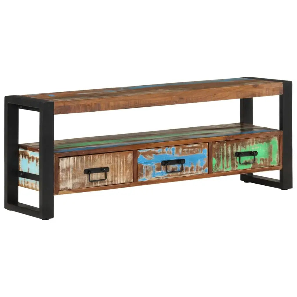 Meuble TV 120x30x45 cm Bois massif de récupération - XIOS