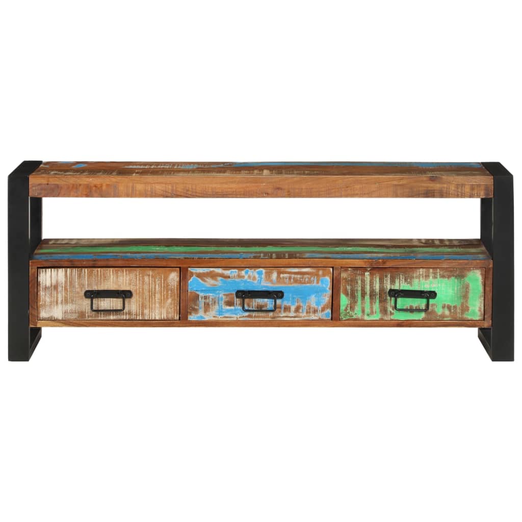 Meuble TV 120x30x45 cm Bois massif de récupération - XIOS