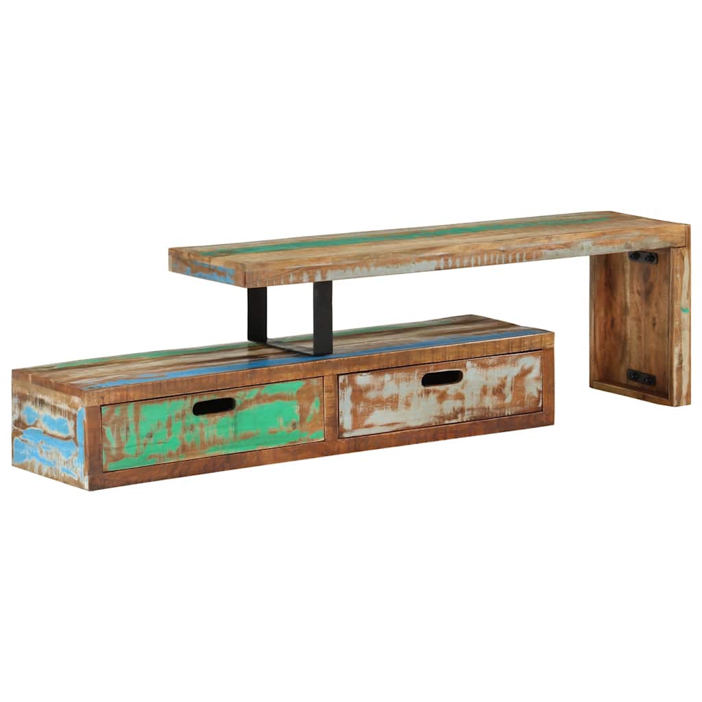Meuble TV (118-200) x 30 x 40 cm en bois massif recyclé - XIOS