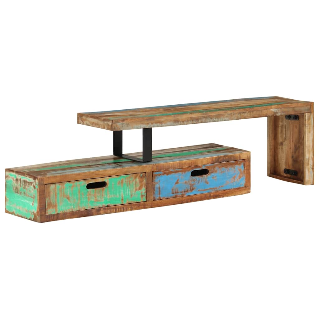 Meuble TV (118-200) x 30 x 40 cm en bois massif recyclé - XIOS