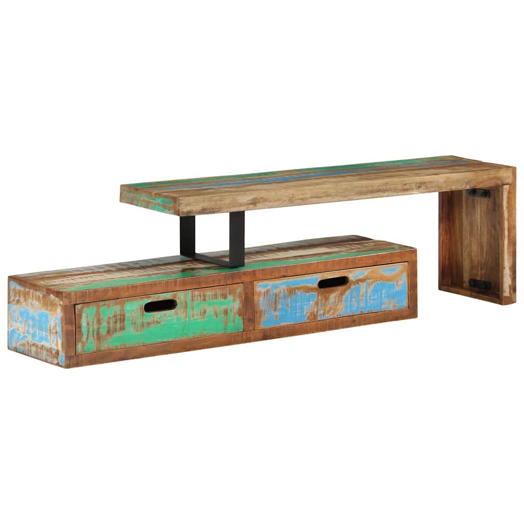Meuble TV (118-200) x 30 x 40 cm en bois massif recyclé - XIOS