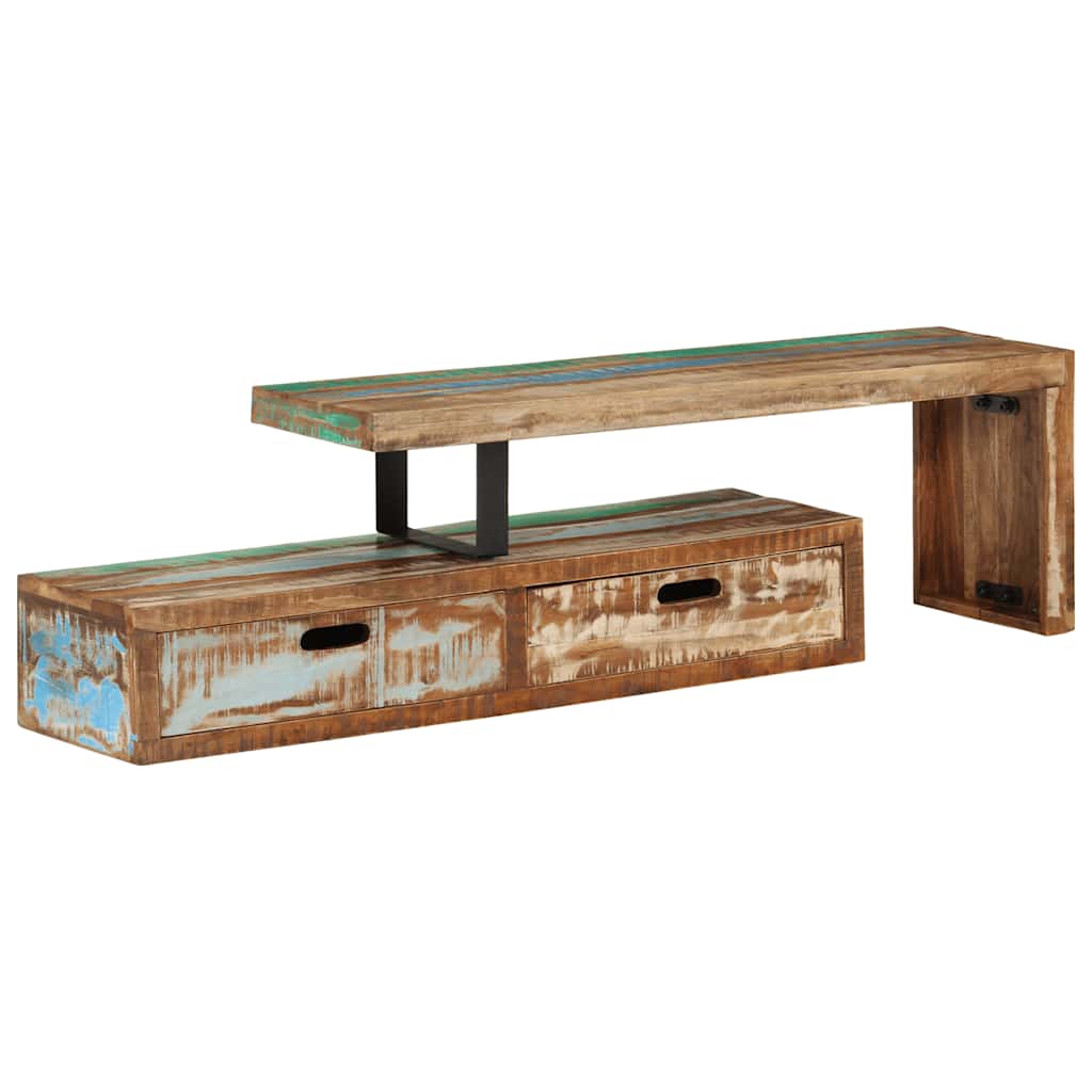 Meuble TV (118-200) x 30 x 40 cm en bois massif recyclé - XIOS