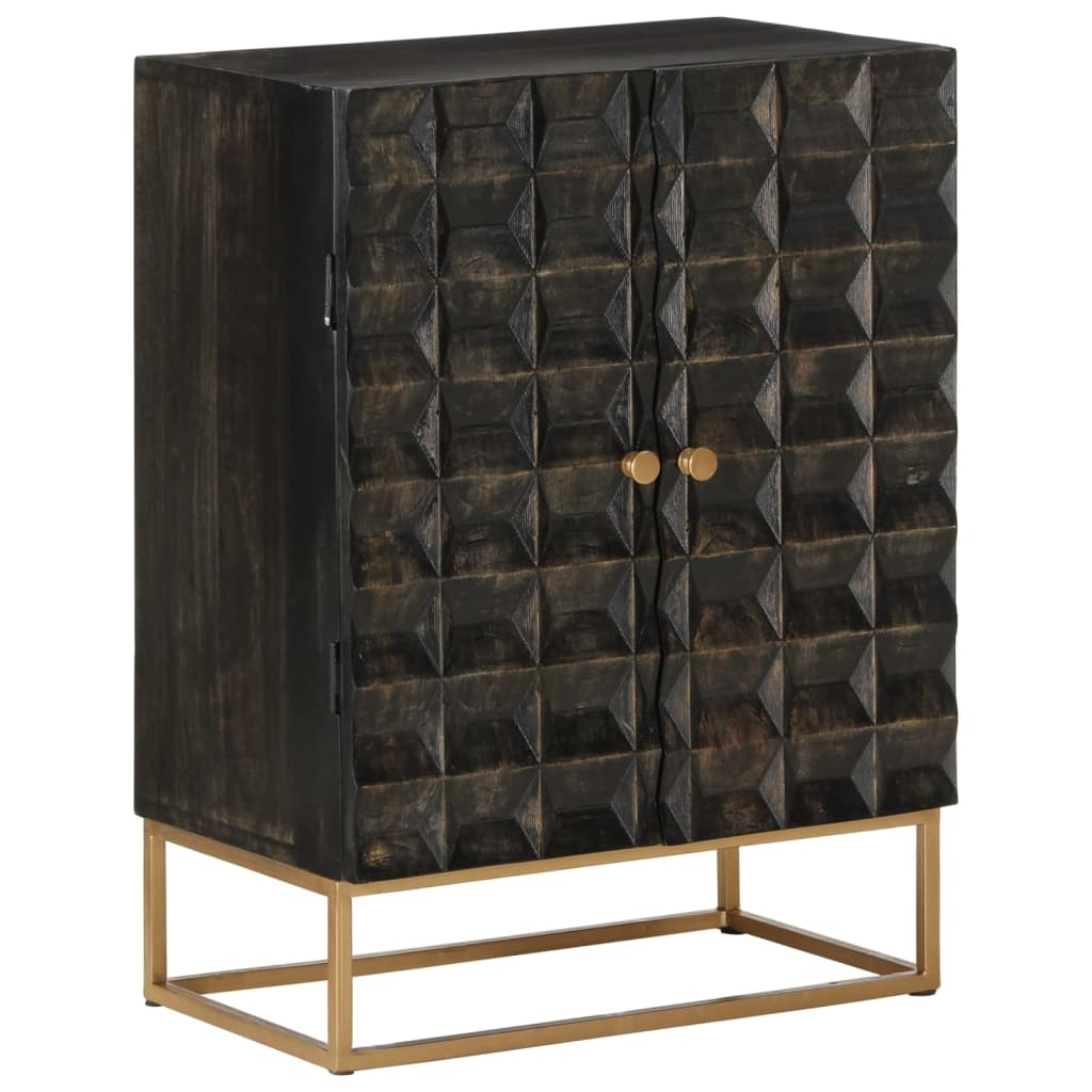 Buffet Noir 55x34x75 cm Bois massif de manguier et fer - XIOS