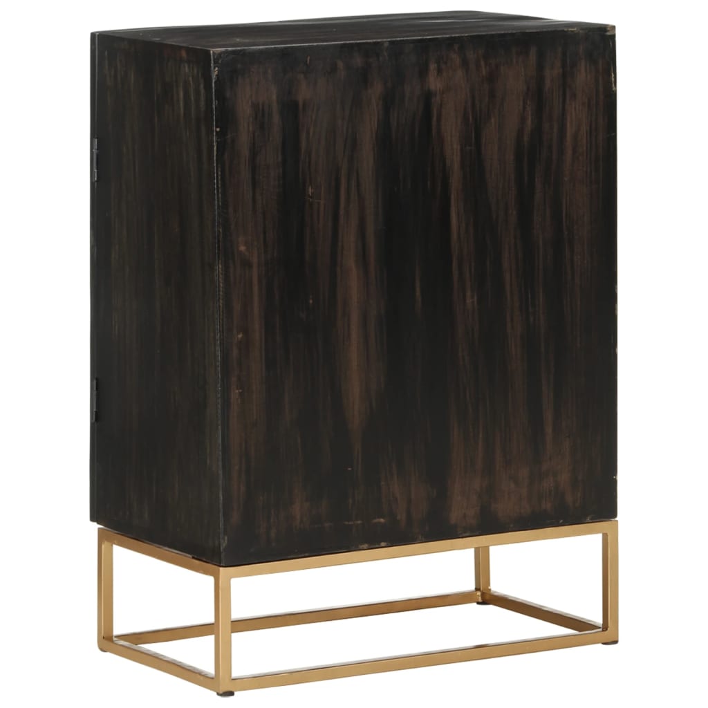 Buffet Noir 55x34x75 cm Bois massif de manguier et fer - XIOS