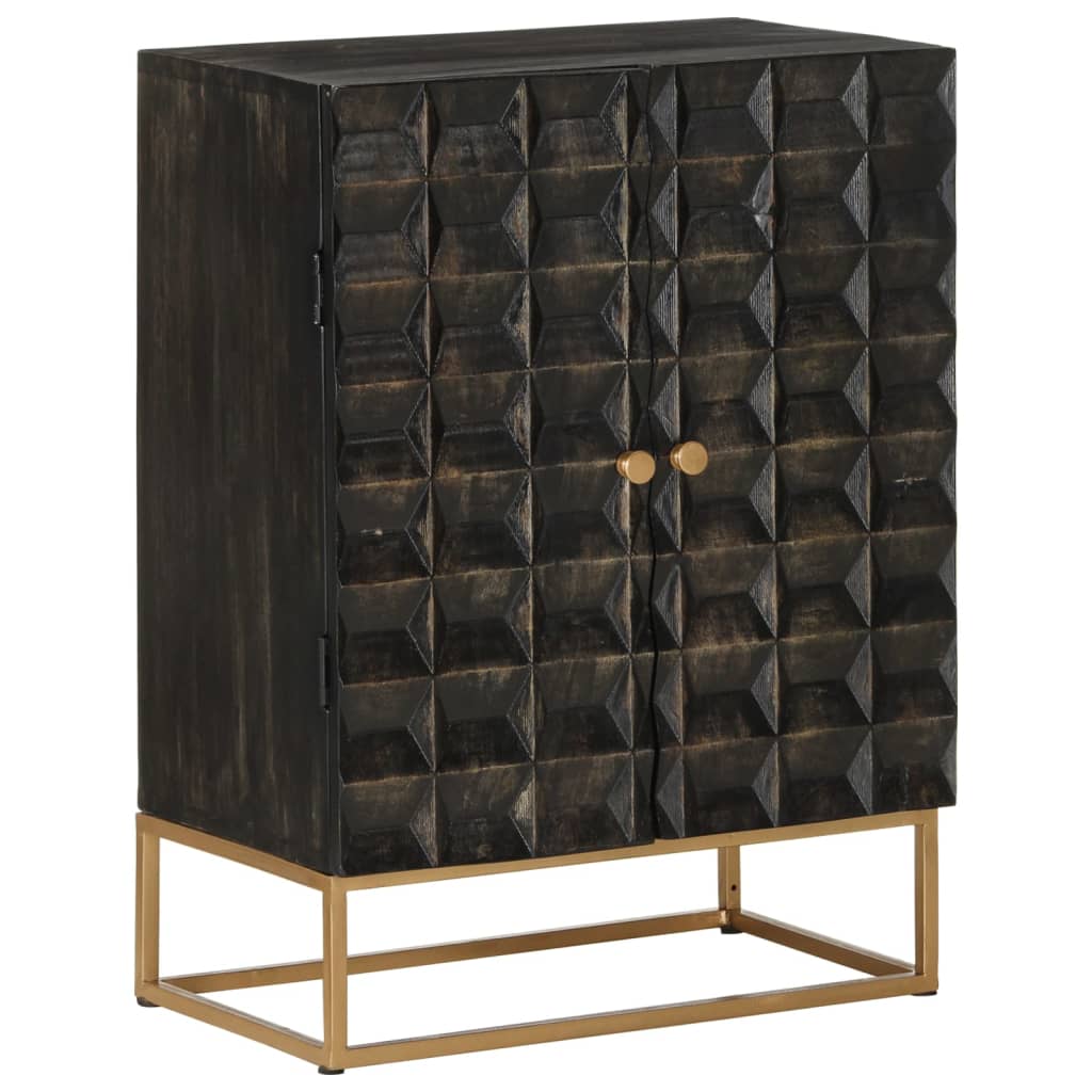 Buffet Noir 55x34x75 cm Bois massif de manguier et fer - XIOS