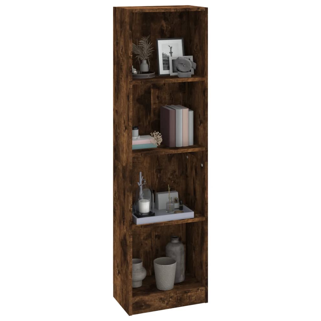 Bibliothèque 4 niveaux Chêne fumé 40x24x143cm Bois d'ingénierie - XIOS