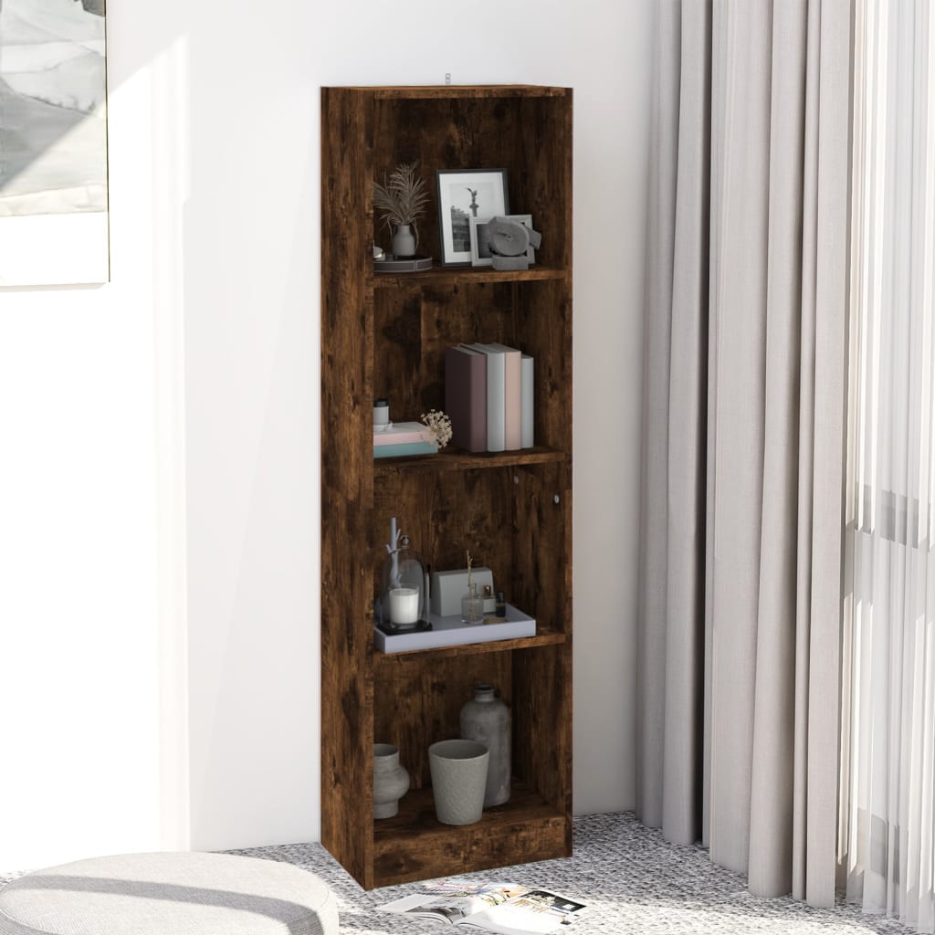 Bibliothèque 4 niveaux Chêne fumé 40x24x143cm Bois d'ingénierie - XIOS