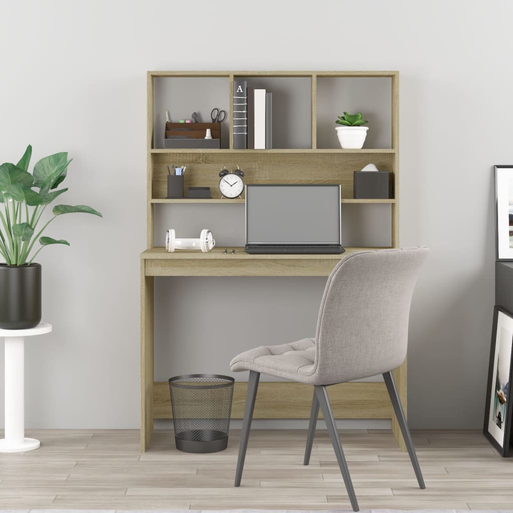 Bureau avec étagères Chêne sonoma 102x45x148 cm Bureaux vidaXL   