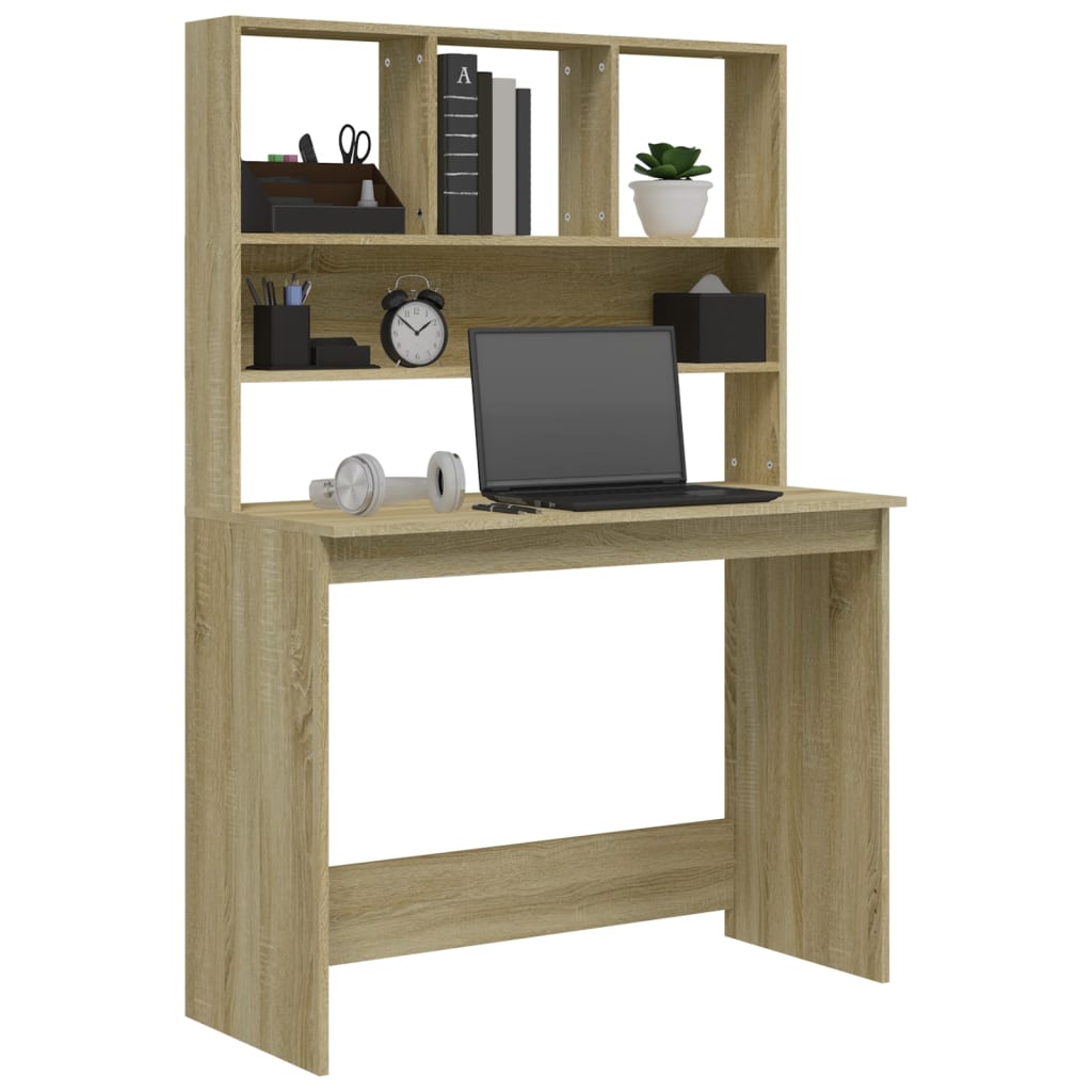 Bureau avec étagères Chêne sonoma 102x45x148 cm Bureaux vidaXL   