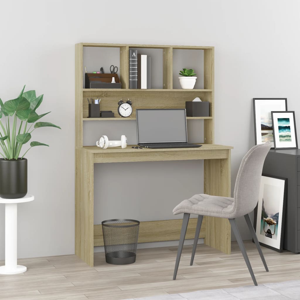 Bureau avec étagères Chêne sonoma 102x45x148 cm Bureaux vidaXL   