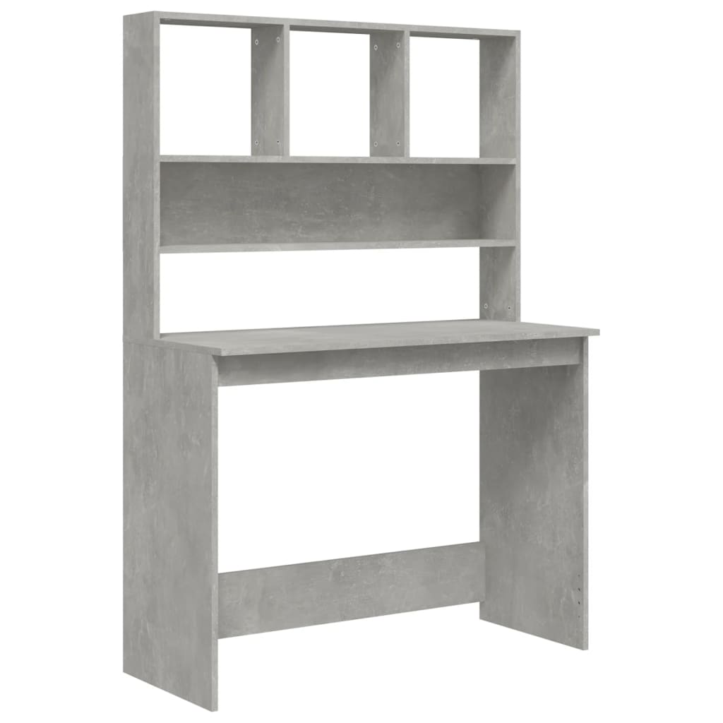 Bureau avec étagères Gris béton 102x45x148 cm Bois d'ingénierie Bureaux vidaXL   