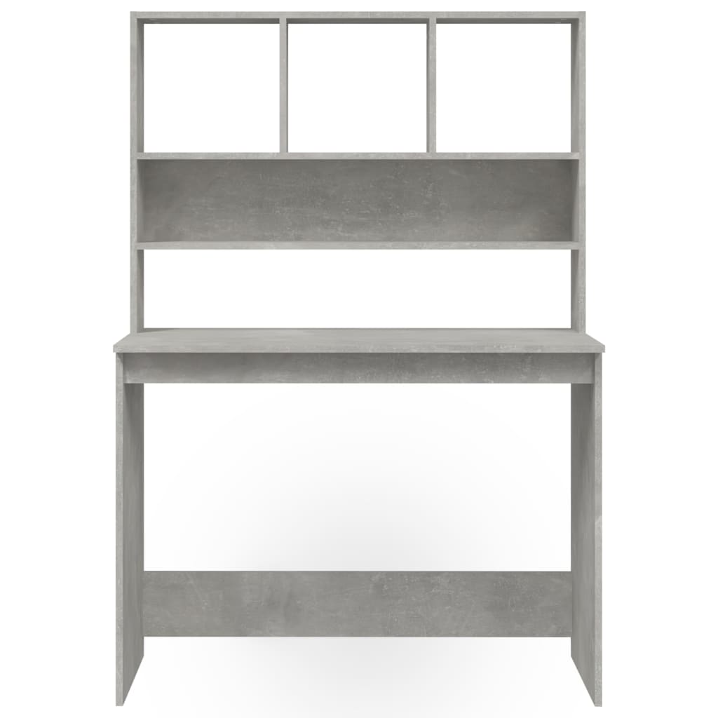 Bureau avec étagères Gris béton 102x45x148 cm Bois d'ingénierie Bureaux vidaXL   