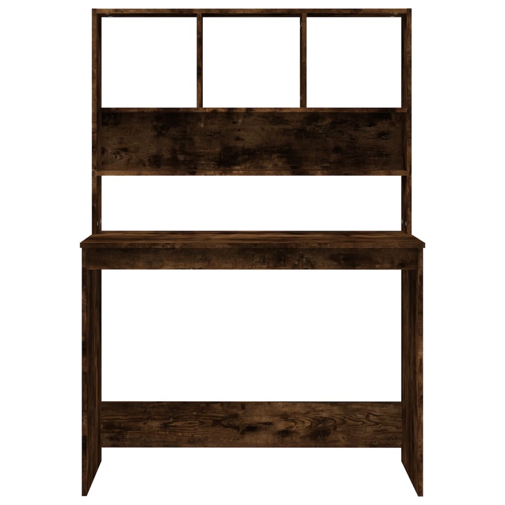 Bureau avec étagères Chêne fumé 102x45x148 cm Bois d'ingénierie Bureaux vidaXL