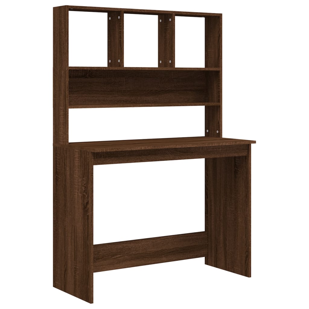 Bureau et étagères Chêne marron 102x45x148 cm Bois d'ingénierie - XIOS