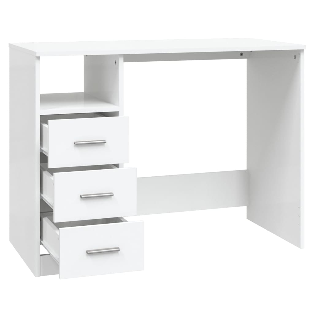 Bureau avec tiroirs Blanc 102x50x76 cm Bois d'ingénierie Bureaux vidaXL