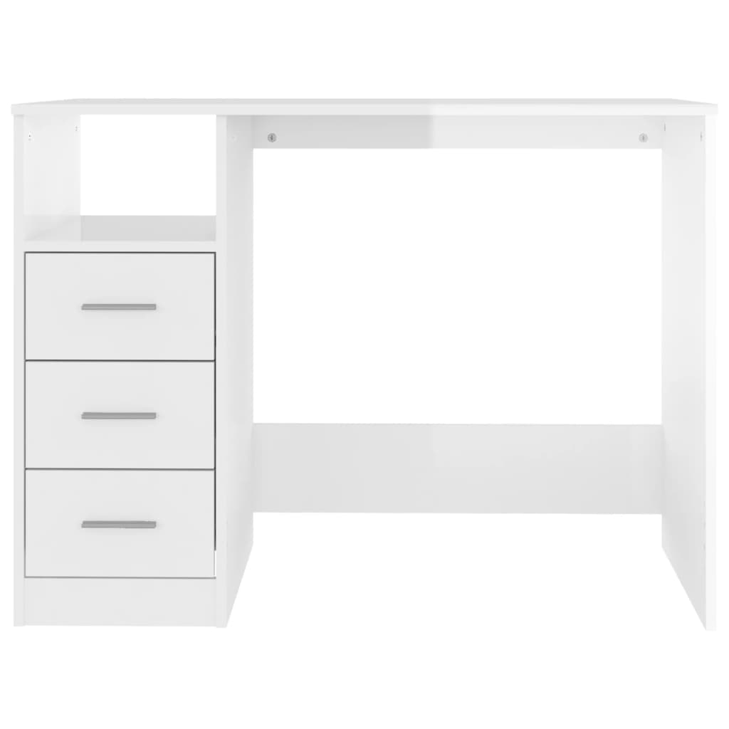 Bureau et tiroirs Blanc brillant 102x50x76 cm Bois d'ingénierie Bureaux vidaXL   