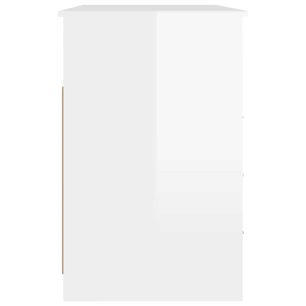 Bureau et tiroirs Blanc brillant 102x50x76 cm Bois d'ingénierie Bureaux vidaXL   