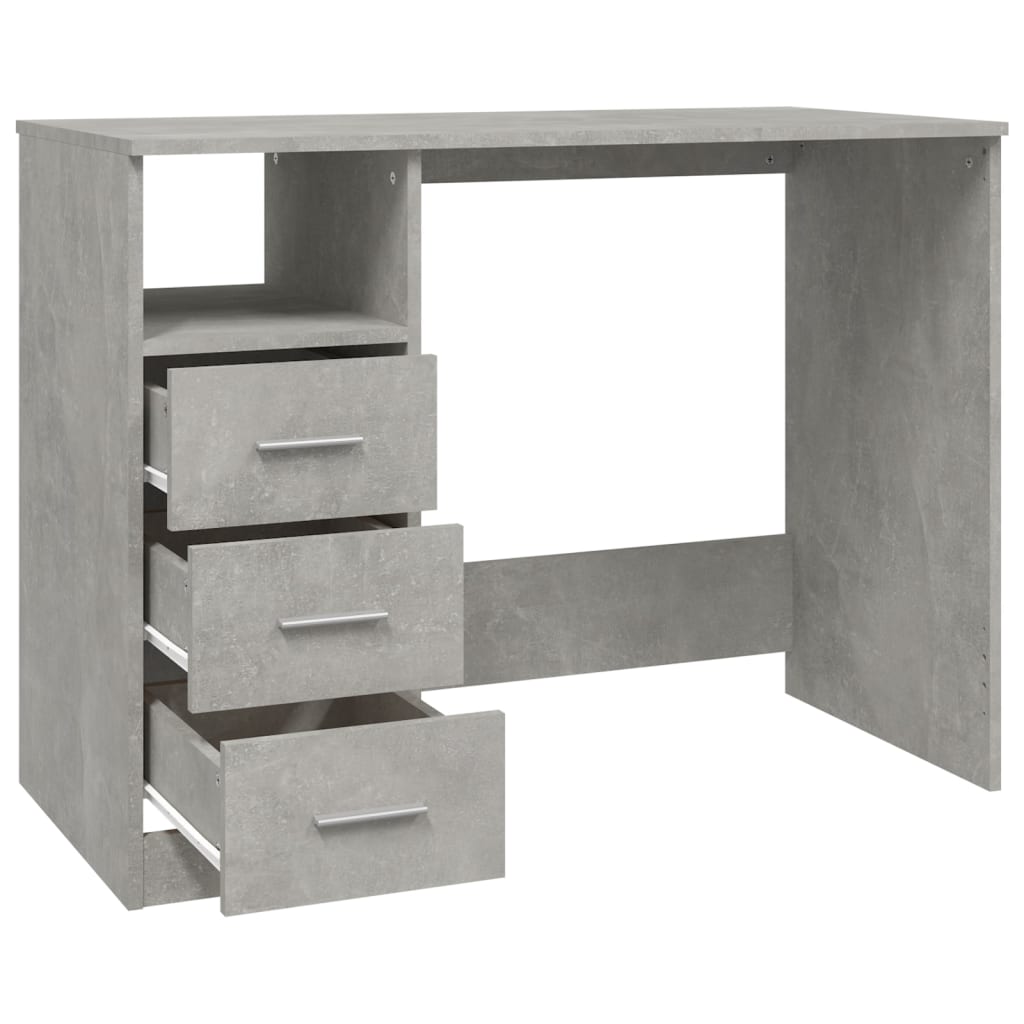 Bureau avec tiroirs Gris béton 102x50x76 cm Bois d'ingénierie Bureaux vidaXL