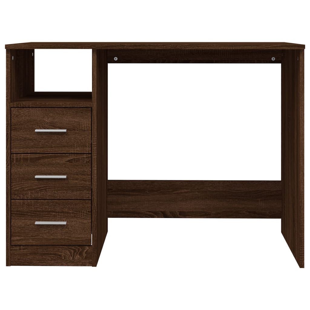 Bureau avec tiroirs Chêne marron 102x50x76 cm Bois d'ingénierie Bureaux vidaXL