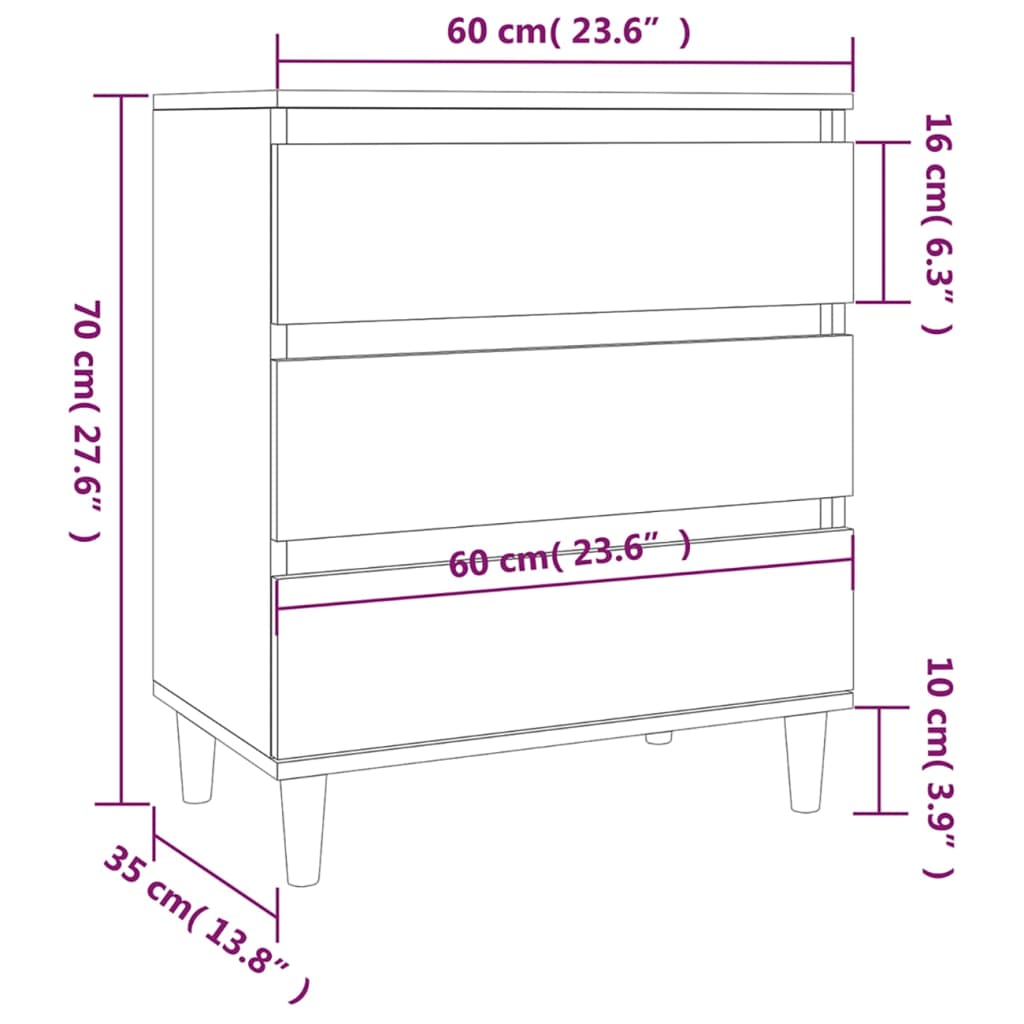Buffet Blanc 60x35x70 cm Bois d'ingénierie - XIOS