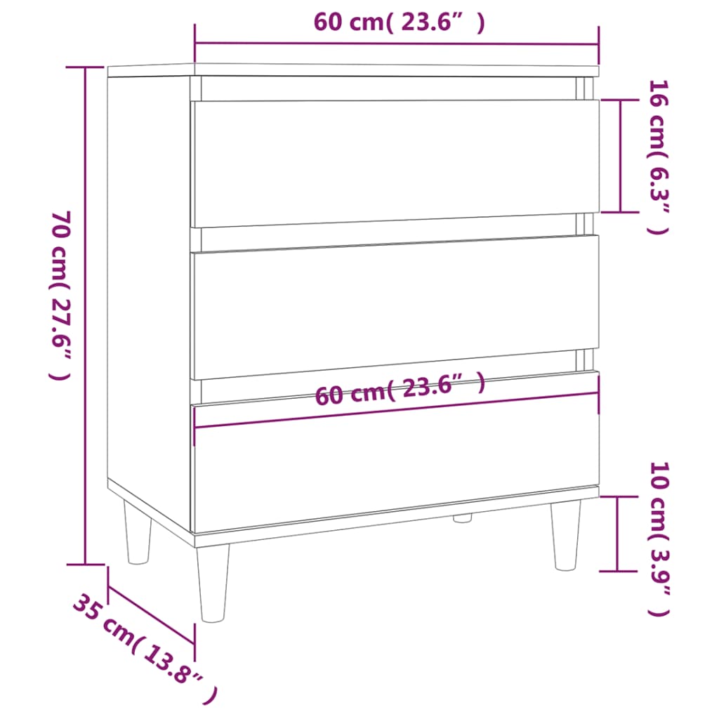 Buffet Gris béton 60x35x70 cm Bois d'ingénierie - XIOS