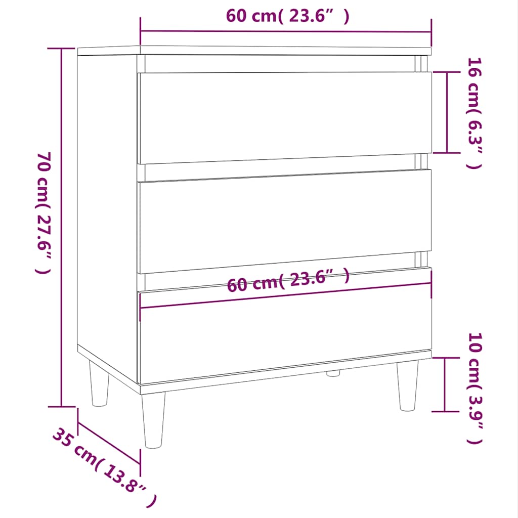 Buffet Chêne marron 60x35x70 cm Bois d'ingénierie - XIOS