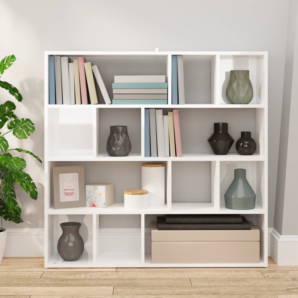 Bibliothèque/Séparateur de pièce Blanc brillant 105x24x102 cm - XIOS