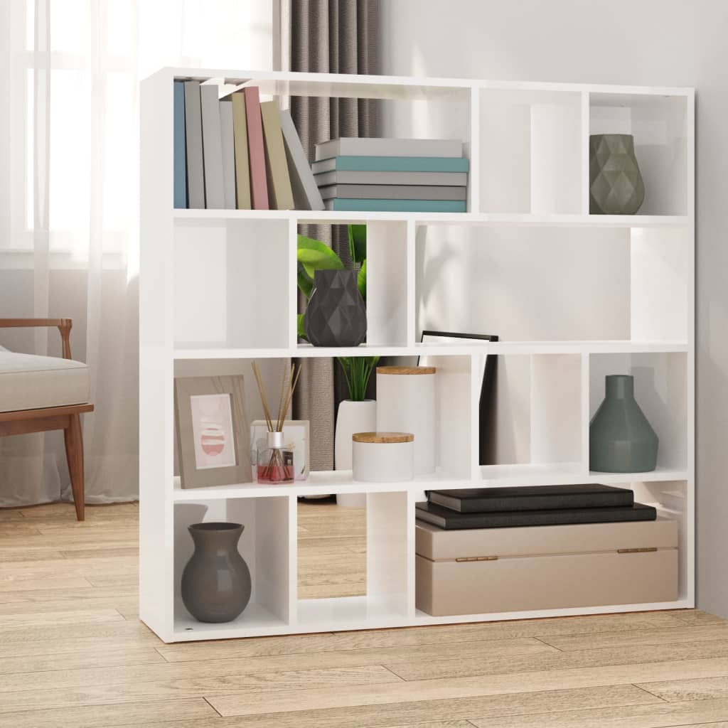 Bibliothèque/Séparateur de pièce Blanc brillant 105x24x102 cm - XIOS