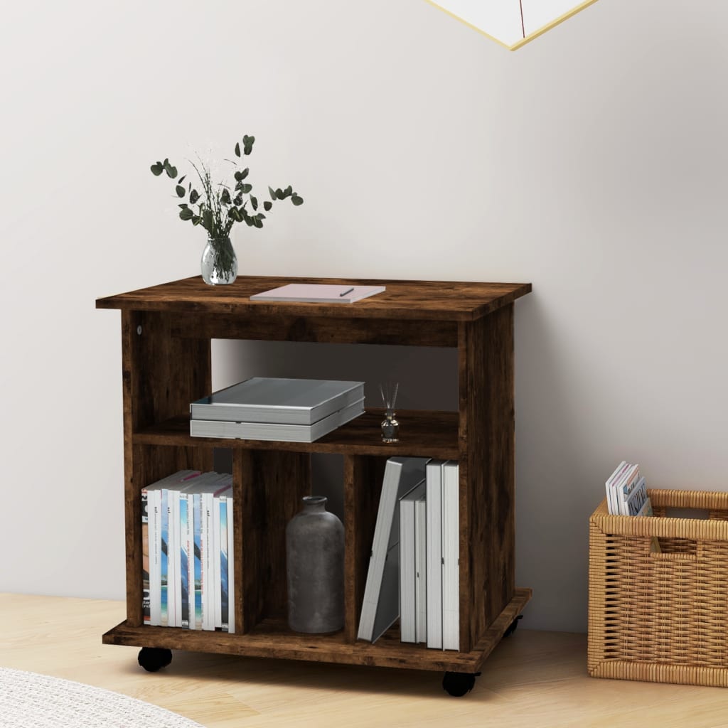 Armoire roulante Chêne fumé 60x45x60 cm Bois d'ingénierie
