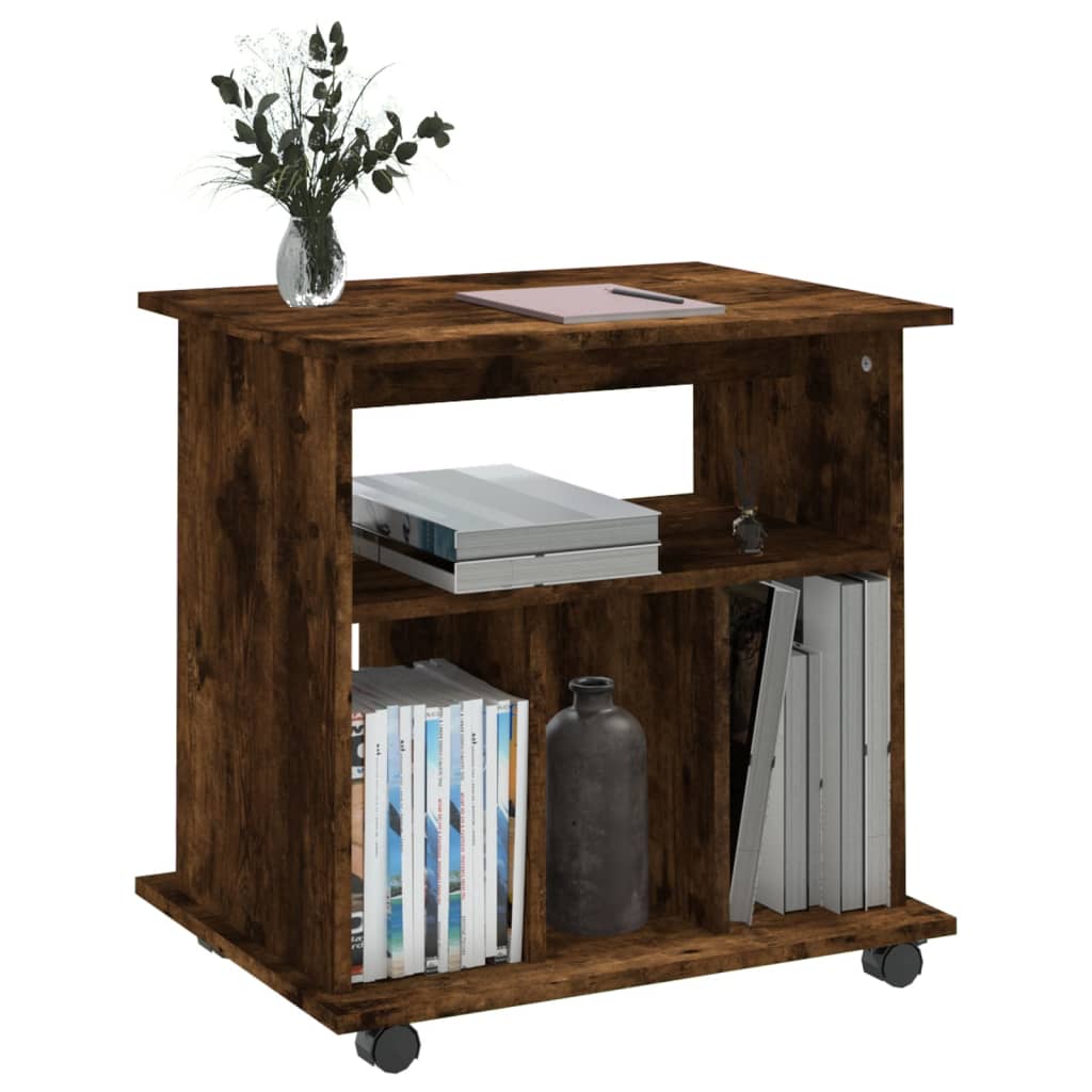 Armoire roulante Chêne fumé 60x45x60 cm Bois d'ingénierie
