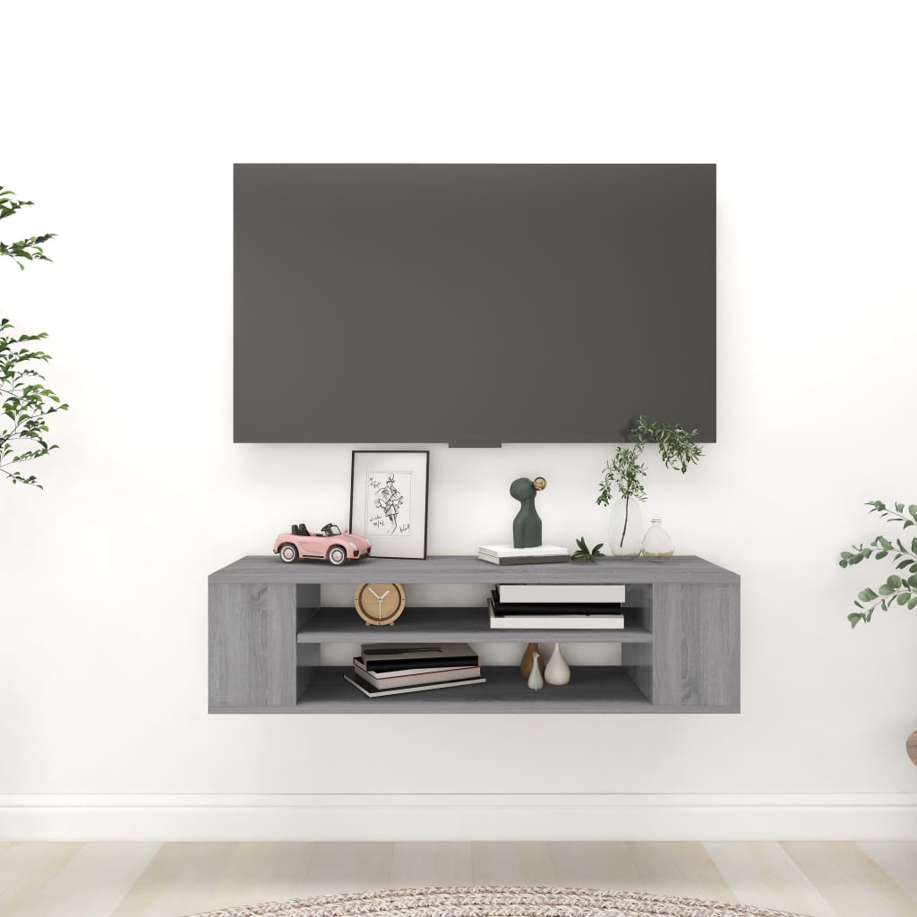 Armoire TV suspendue Sonoma gris 100x30x26,5 cm Bois Ingénierie - XIOS