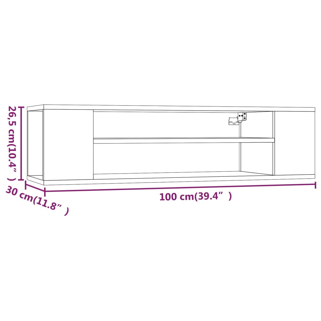 Armoire TV suspendue Chêne marron 100x30x26,5cm Bois Ingénierie - XIOS