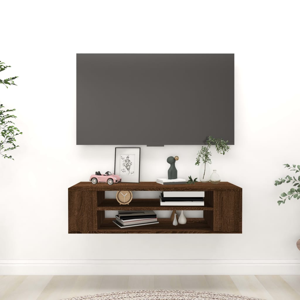 Armoire TV suspendue Chêne marron 100x30x26,5cm Bois Ingénierie - XIOS