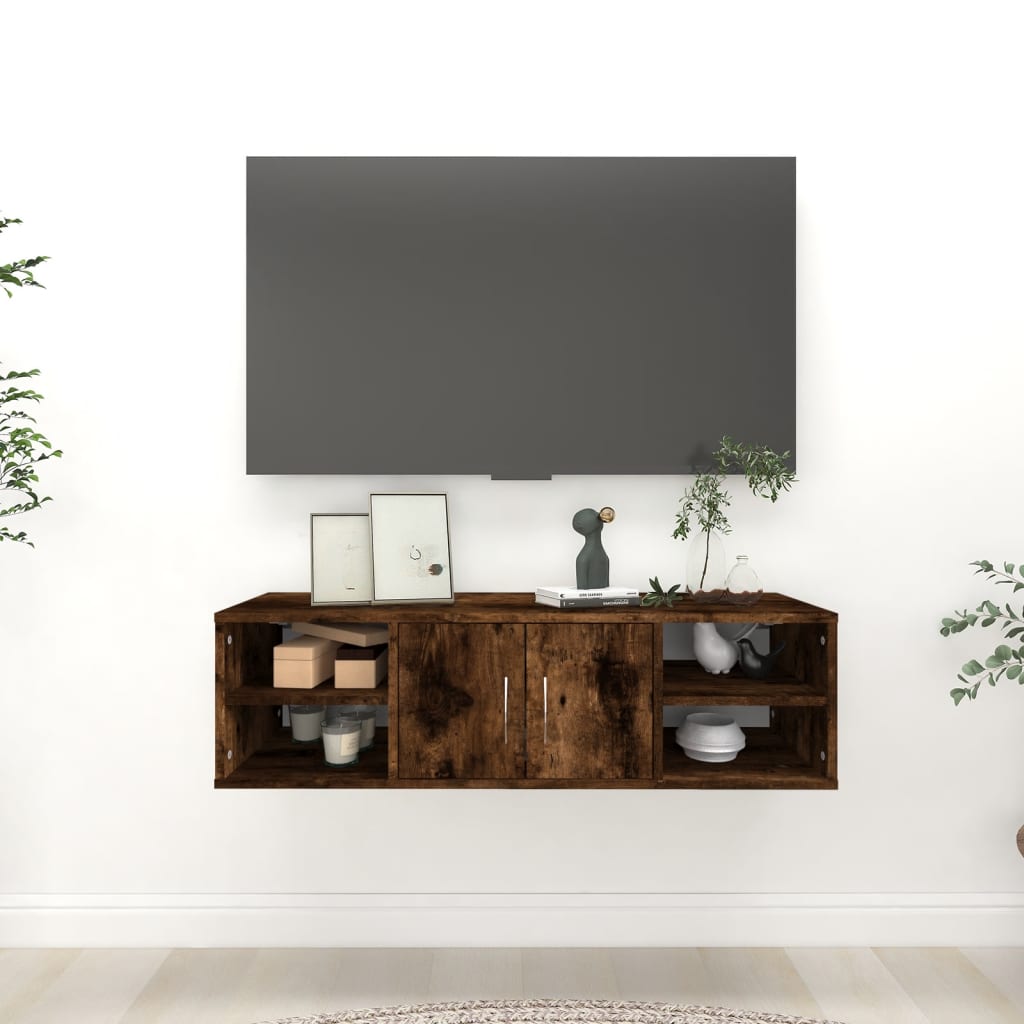 Étagère murale chêne fumé 102x30x29 cm bois d'ingénierie - XIOS
