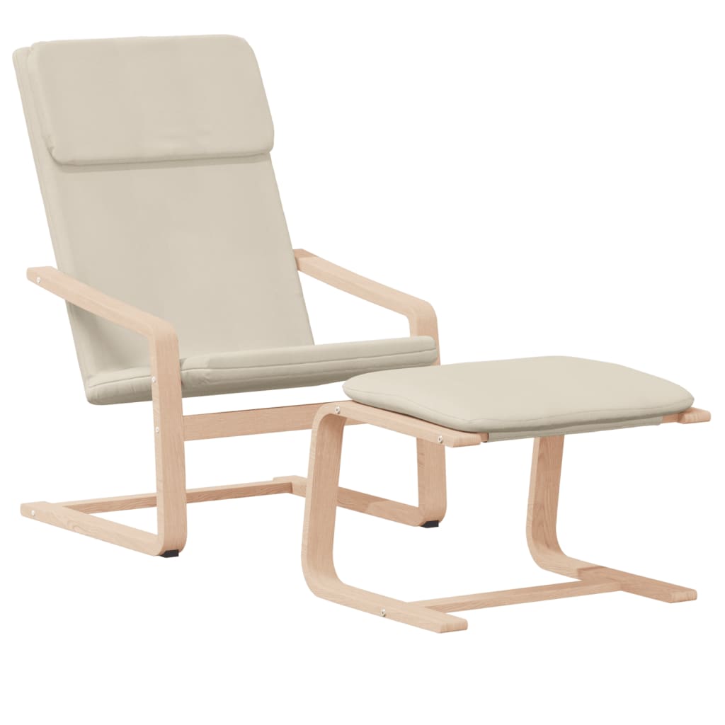 Chaise de relaxation avec repose-pied Crème Tissu - XIOS