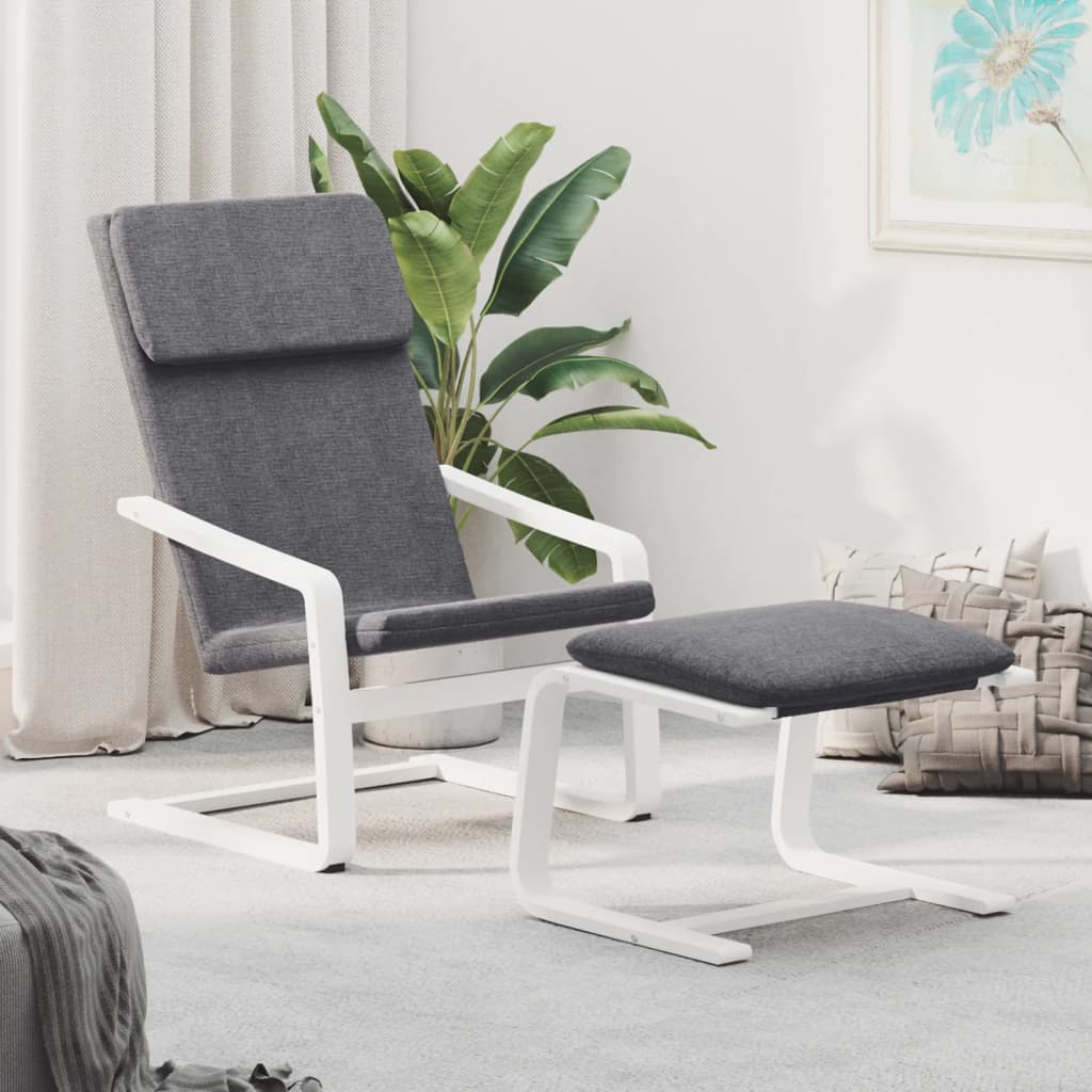 Chaise de relaxation avec repose-pied Gris foncé Tissu - XIOS